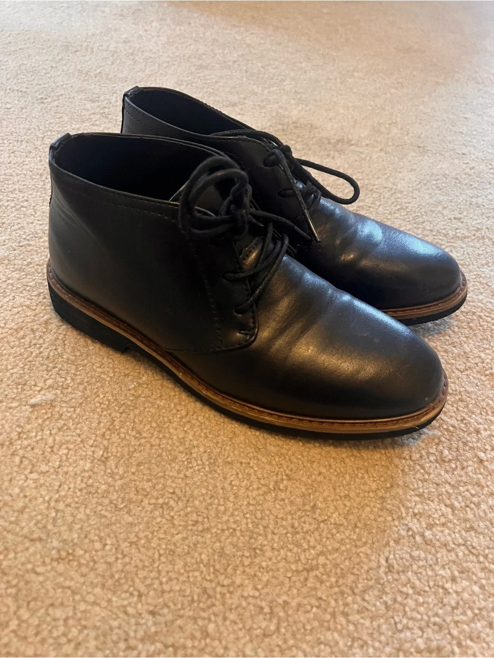 Deer Stags Boys Black Leather Dress Chukka Shoes
